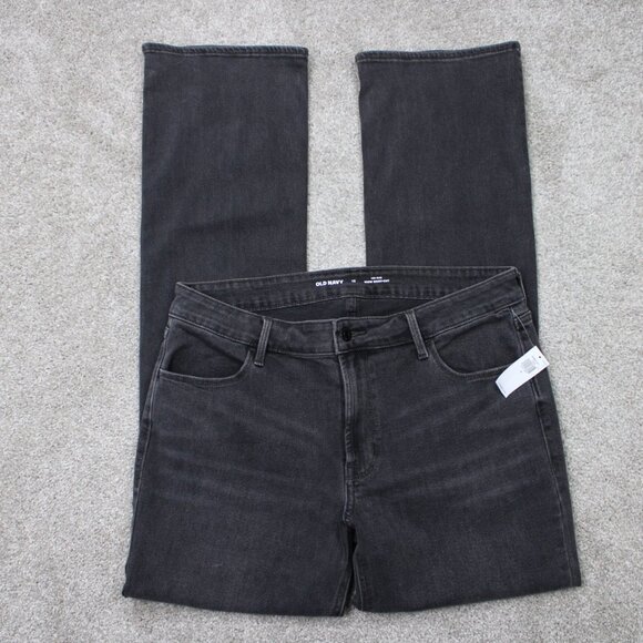 Old Navy Jeans NWT Womens 12 (32x31) Black Mid-Rise WOW Boot-cut Stretch Denim - Picture 1 of 13
